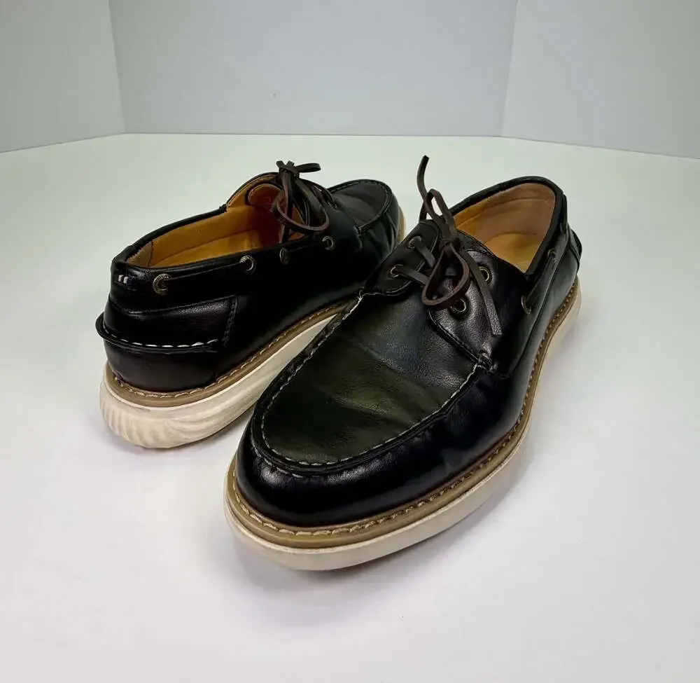 Nautica‎ Men's Moc Toe Boat Shoes with White Sole Size 9.5 Man-made Material